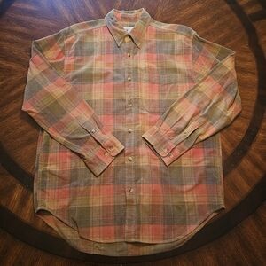The Territory Ahead Red And Green Plaid Corduroy Shirt 100% Cotton Men's Size XL